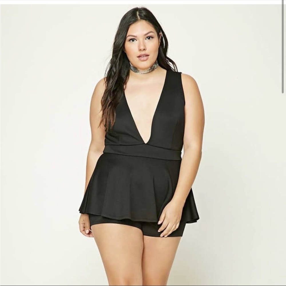 Forever 21 Deep Plunge Peplum Romper
